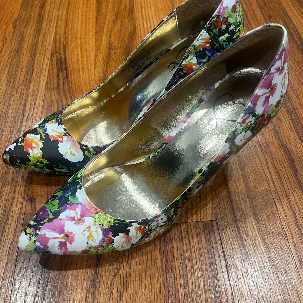 143 Girl Black Floral Heels‎
